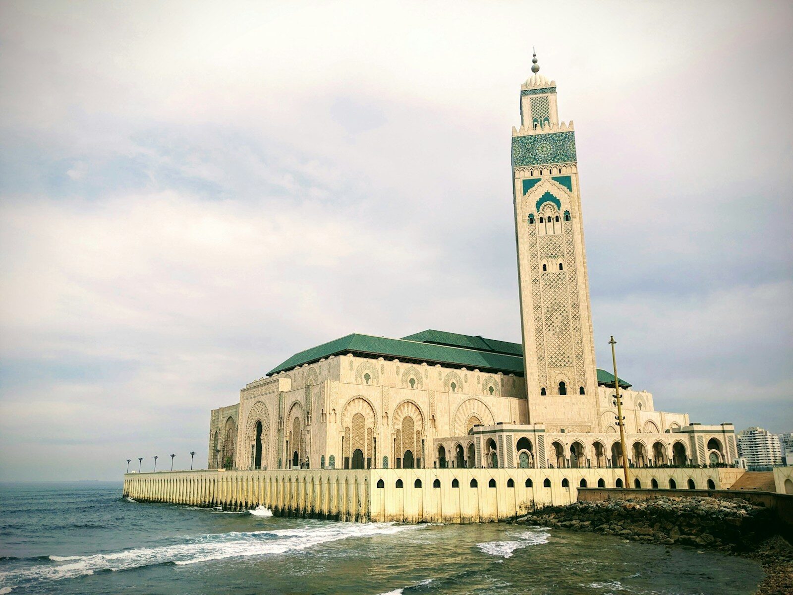 Casablanca modern metropolis - Hassan II mosque and coastline